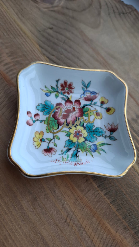 'Cunt' Upcycled Square Floral Trinket Dish