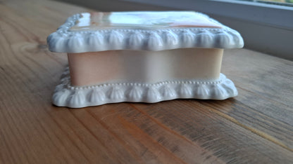 'Bollocks' Upcycled Floral Rectangular Frilly Trinket Pot