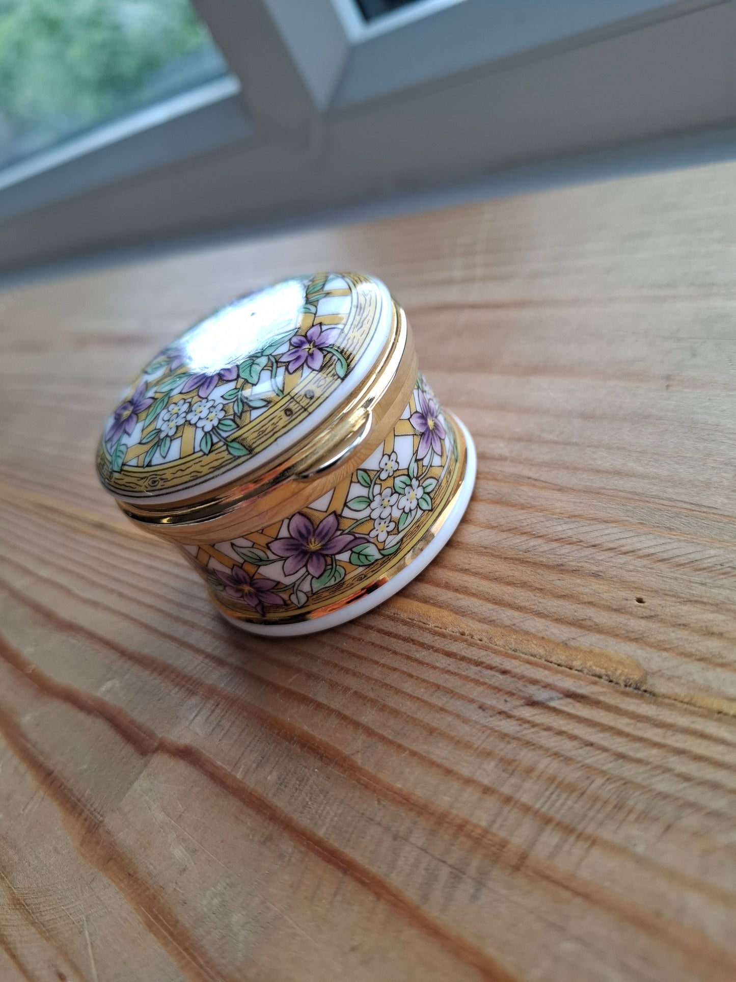 'Cunt' Upcycled Fancy Purple Flowers Trinket Pot With Clasp