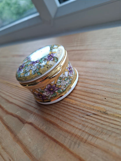 'Cunt' Upcycled Fancy Purple Flowers Trinket Pot With Clasp