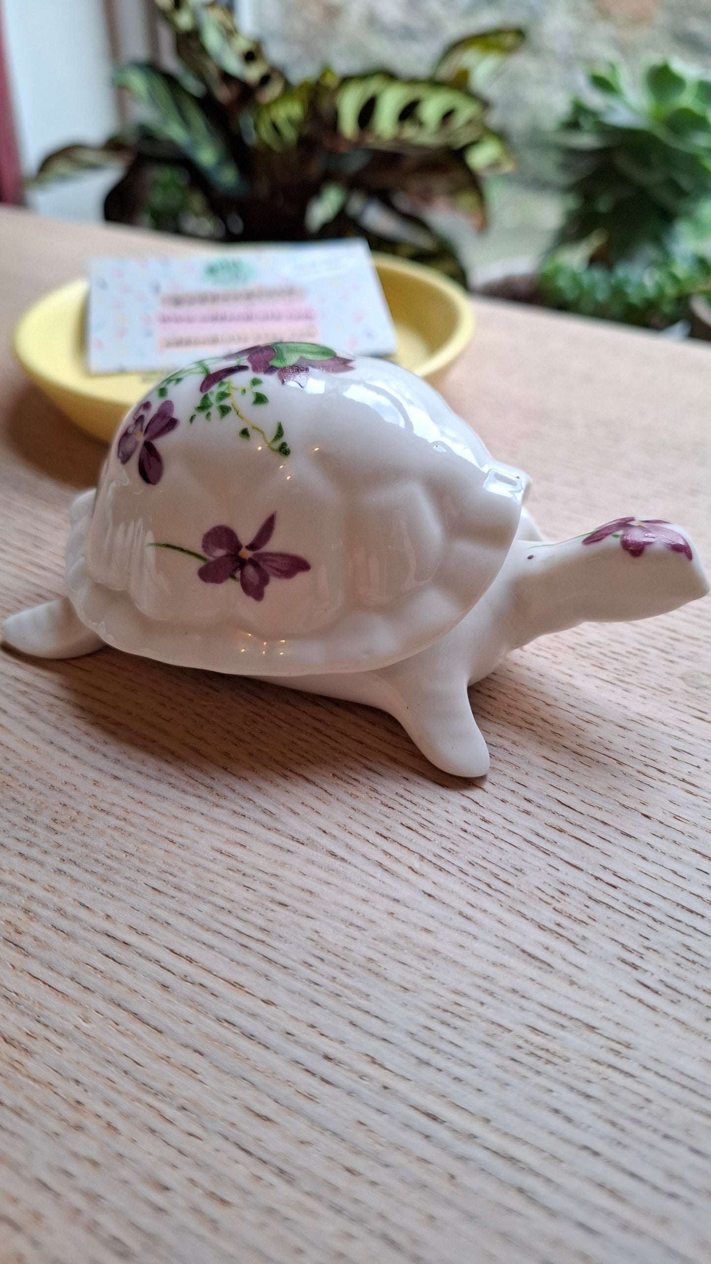 'Minge' Purple Floral Tortoise Upcycled Trinket Pot