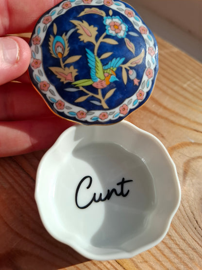 'Cunt' Upcycled Small Floral Birdy Trinket Pot