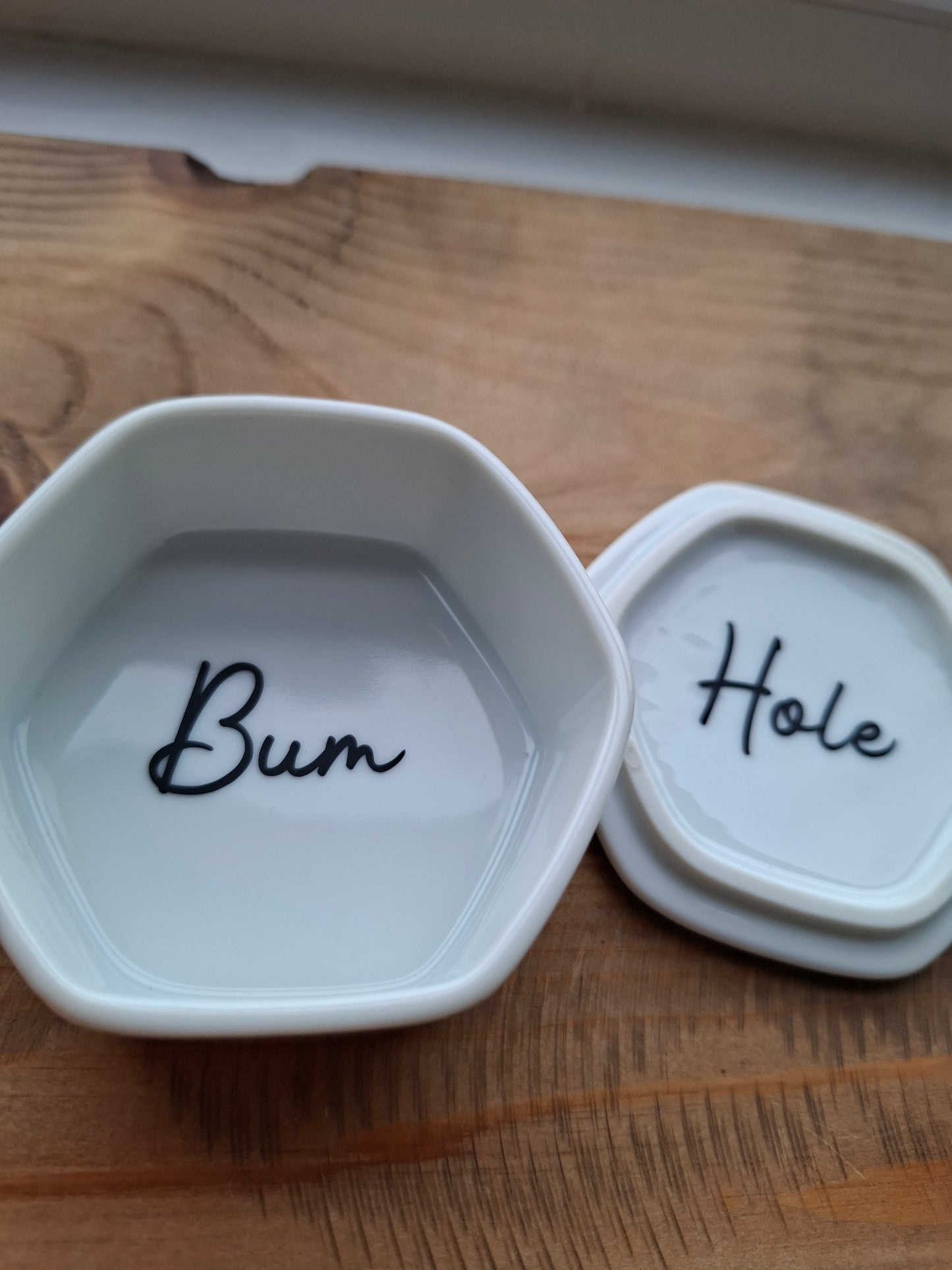 'Bum Hole' Upcycled Hexagonal Birdy Trinket Pot