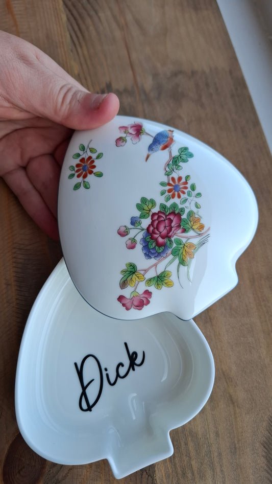'Dick Head' Upcycled Birdy Spade Shaped Trinket Pot