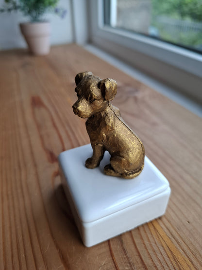 'Cunt' Upcycled Little Gold Dog Trinket Pot