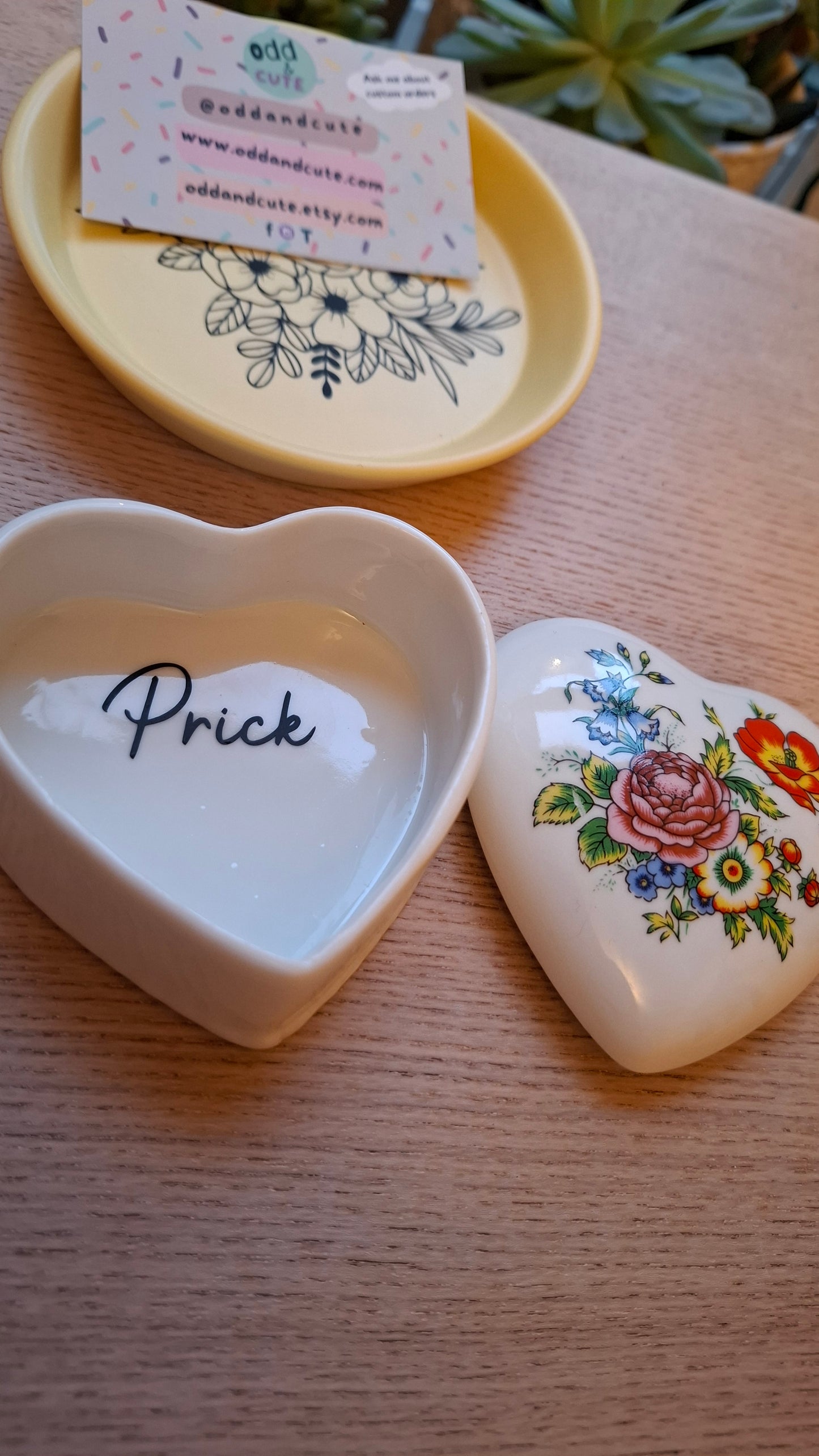 'Prick' Upcycled Heart Shaped Trinket Pot