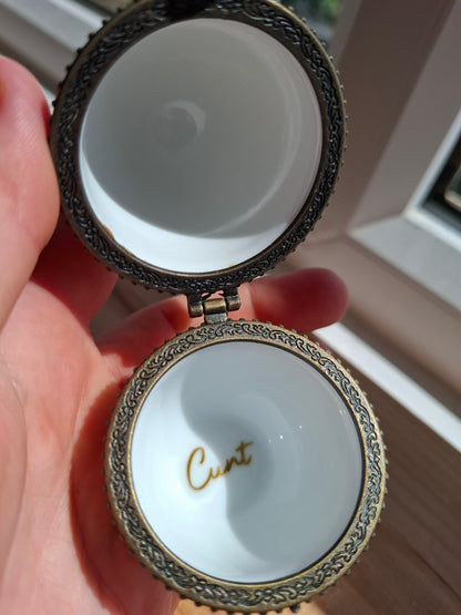'Cunt' Upcycled Small Egg Shaped Trinket Pot