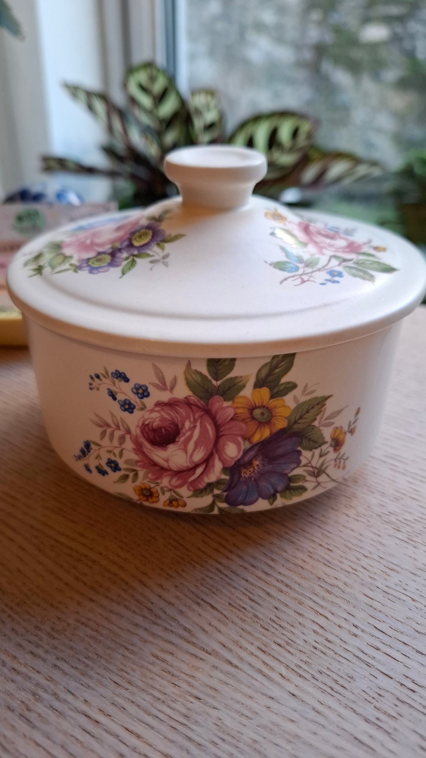 'Beef Curtains' Upcycled Large Pretty Floral Trinket Pot
