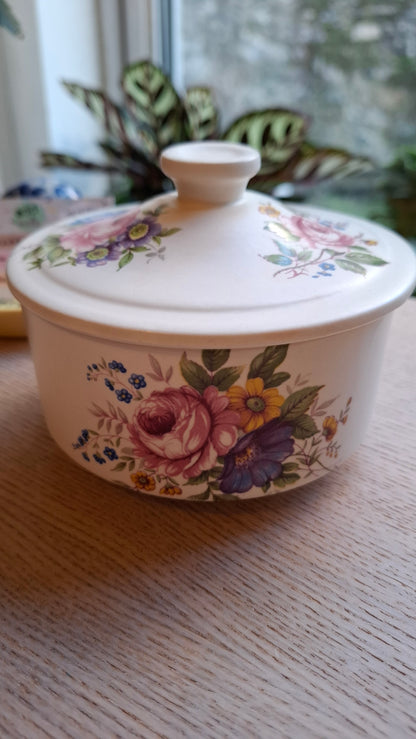 'Beef Curtains' Upcycled Large Pretty Floral Trinket Pot