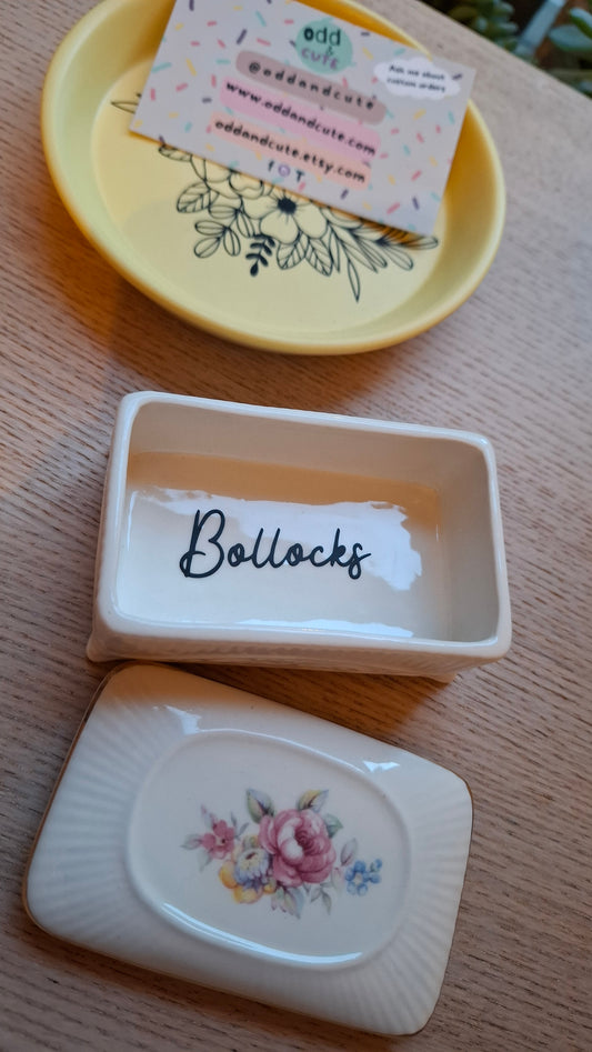 'Bollocks' Upcycled Long Trinket Pot