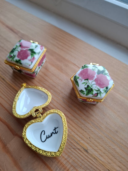 'Cunt' Upcycled Mini Trinket/Pill Pot Hot Pink & Green
