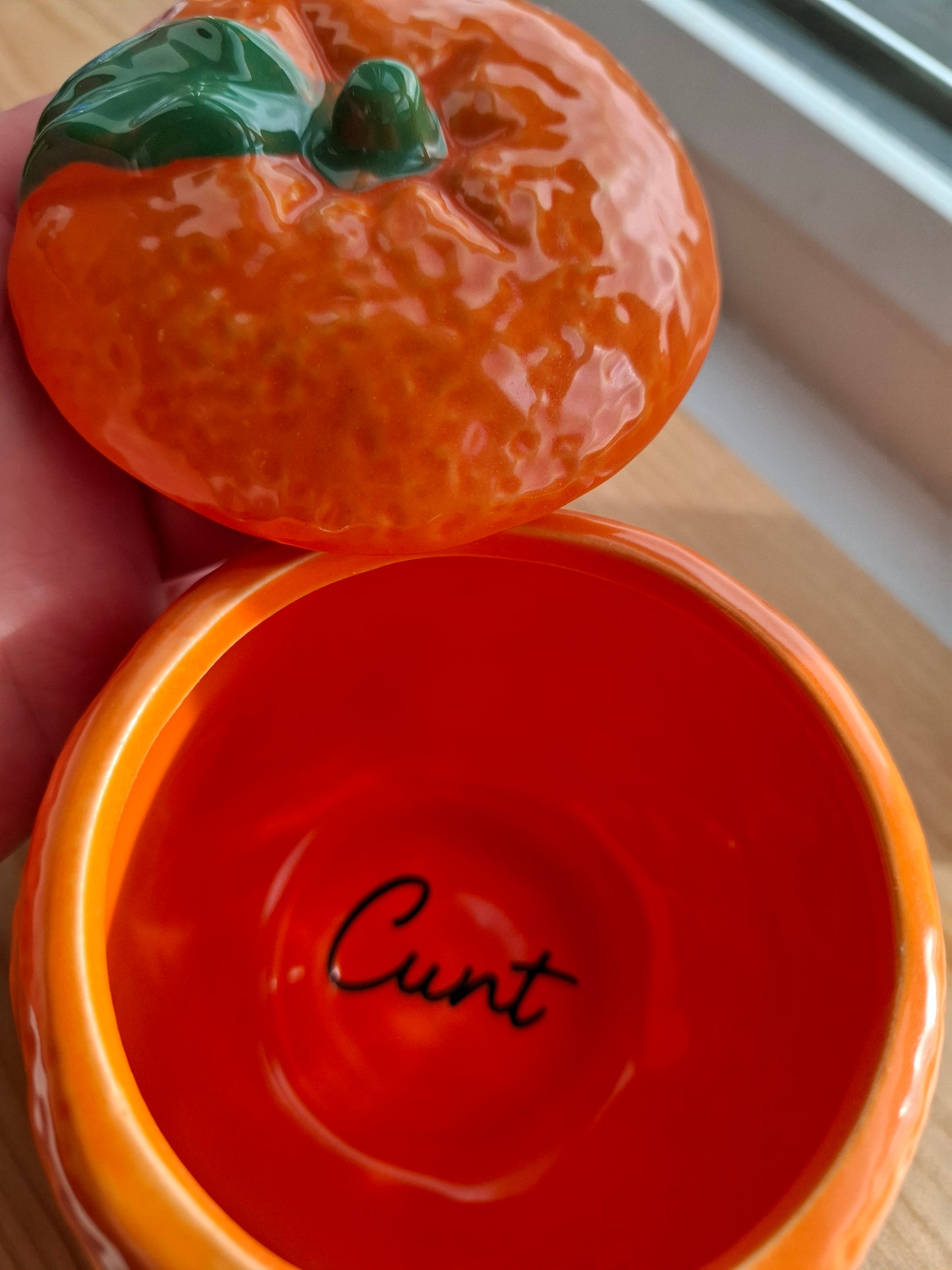 'Cunt' Upcycled Large Chunky Orange Ceramic Pot