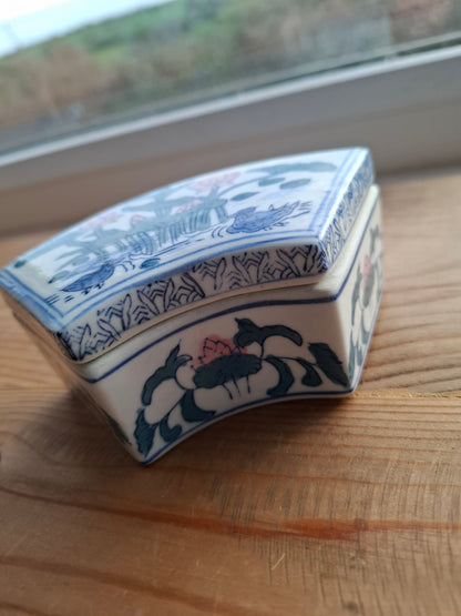 'Fanny Flaps' Upcycled Pretty Birds & Pond Scenery Trinket Pot