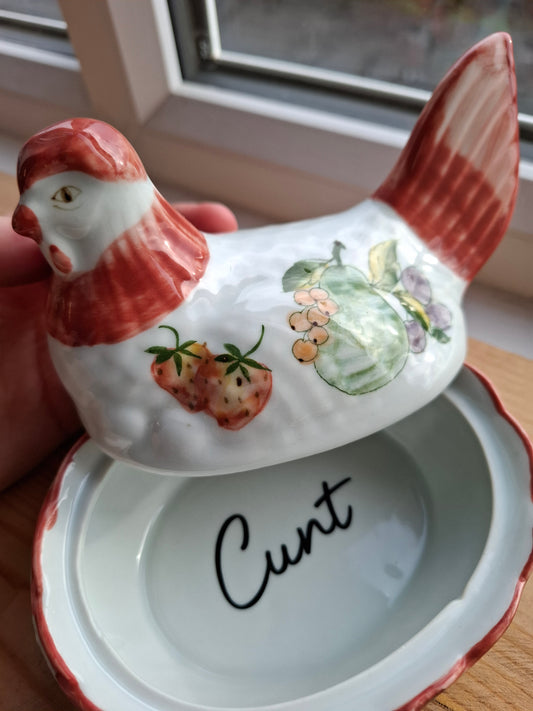 'Cunt' Upcycled Fruity Chicken Ceramic Pot