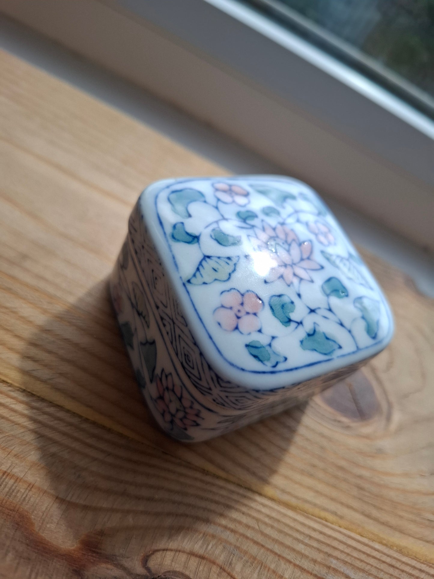 'Ball Bag' Upcycled Square Floral Trinket Pot