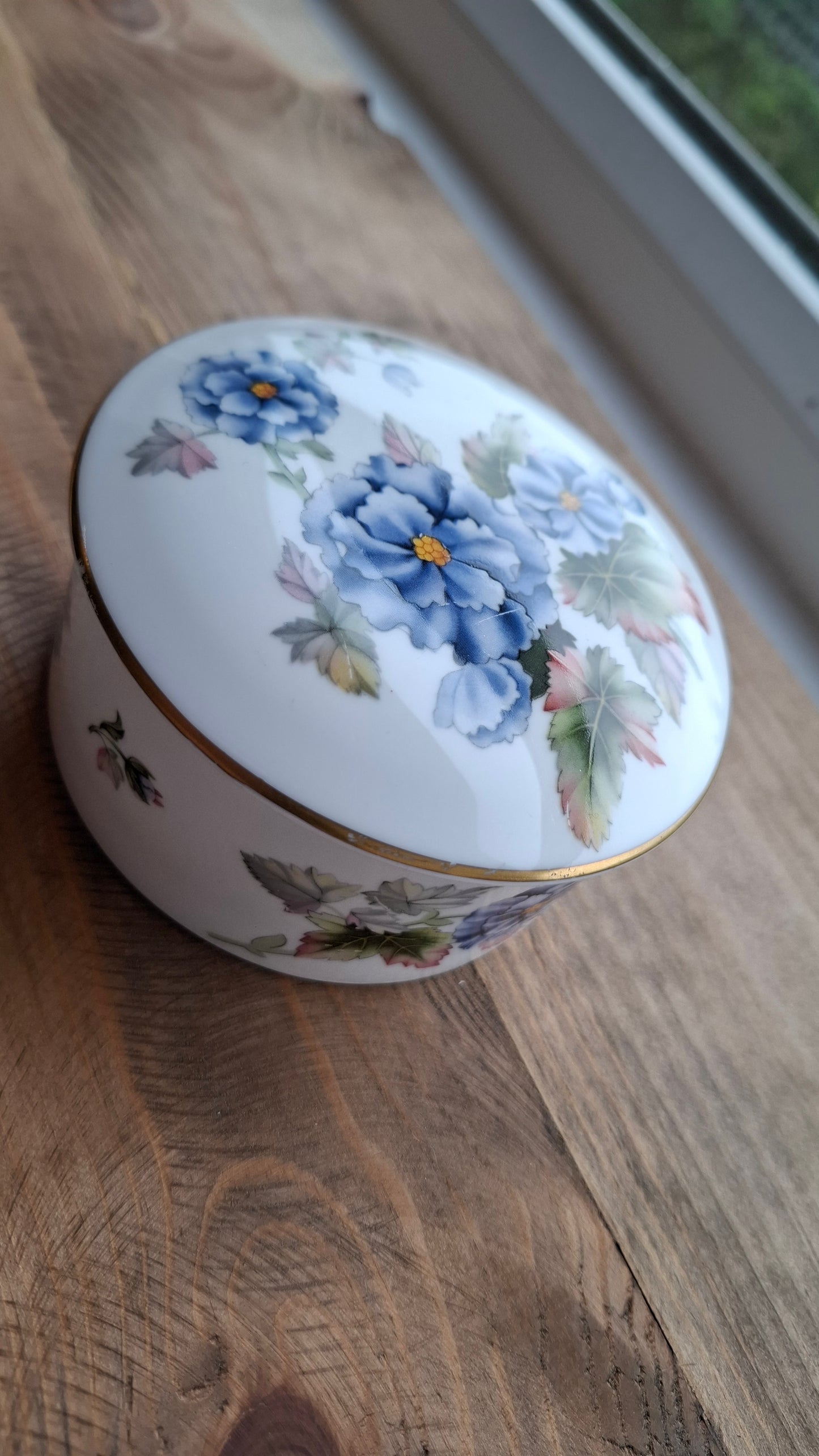 'Cunt' Upcycled Blue Floral Medium Sized Trinket Pot