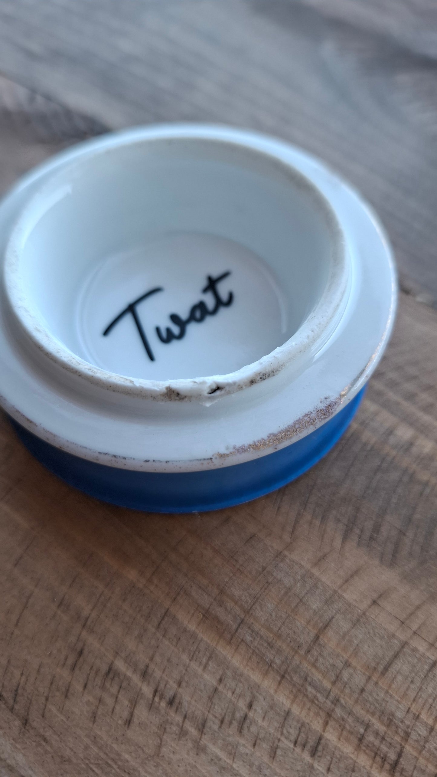 'Twat' Upcycled Blue Floral Trinket Pot (DISCOUNTED)