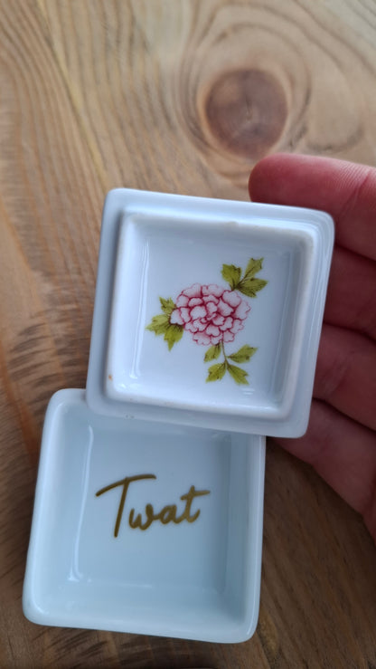 'Twat' Upcycled Little Square Bird Trinket Pot