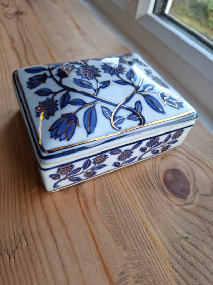 'Eat A Bag Of Dicks' Large Upcycled Blue/White Ceramic Pot
