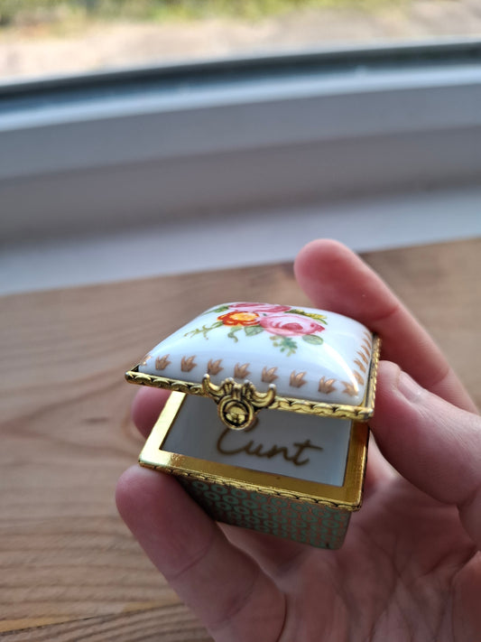 'Cunt' Upcycled Square Fancy Trinket Pot