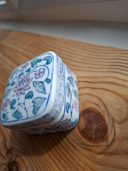 'Ball Bag' Upcycled Square Floral Trinket Pot