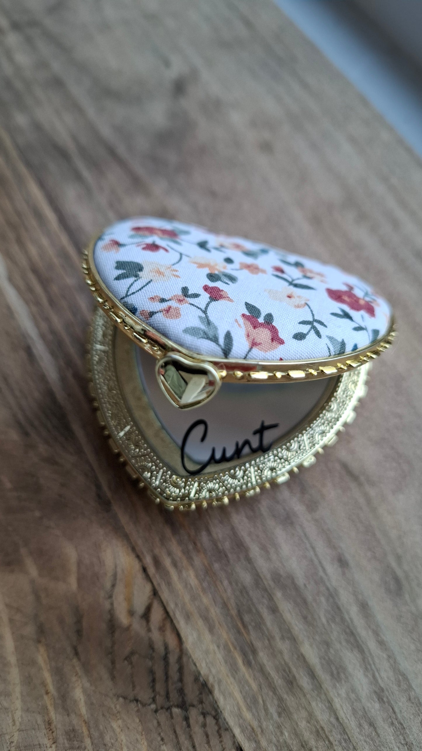 'Cunt' Compact Mirror, Heart Shaped