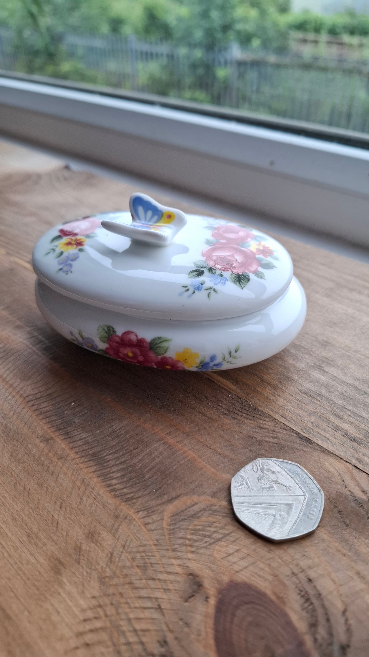 'Bitch' Upcycled Butterfly Floral Trinket Pot