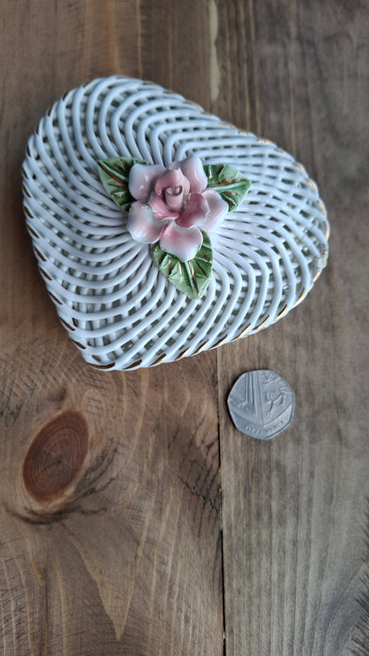 'Cunt' Upcycled White Metal Heart Trinket Pot (HAS SOME DAMAGE - DISCOUNTED)