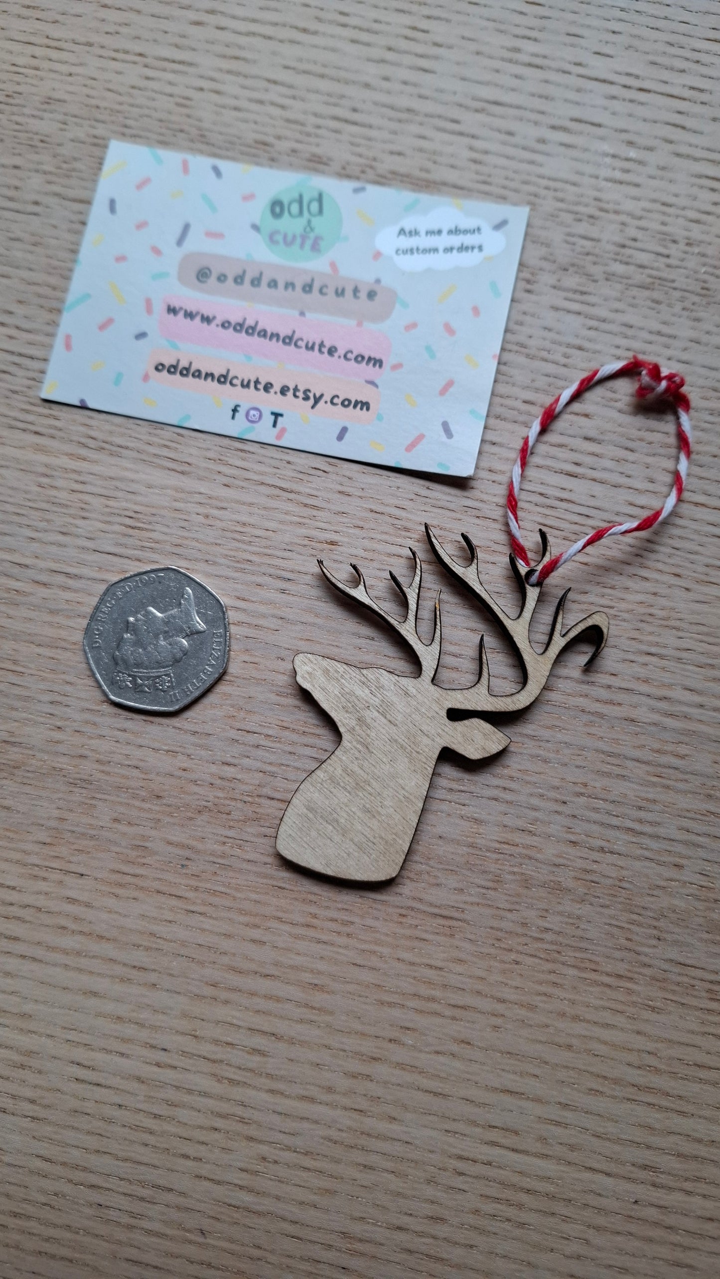 Wooden Deer Head Silhouette Christmas Decoration