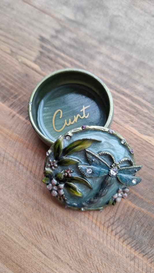 'Cunt' Upcycled Small Dragonfly Trinket Pot