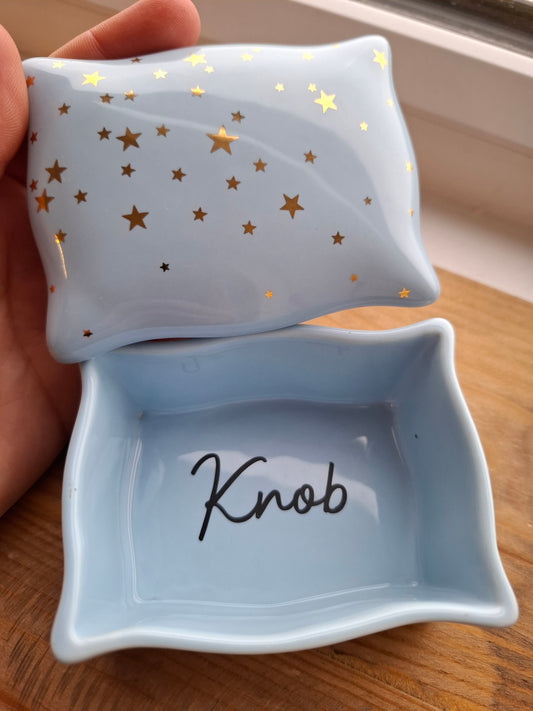 'Knob Head' Upcycled Rectangular Starry Trinket Pot
