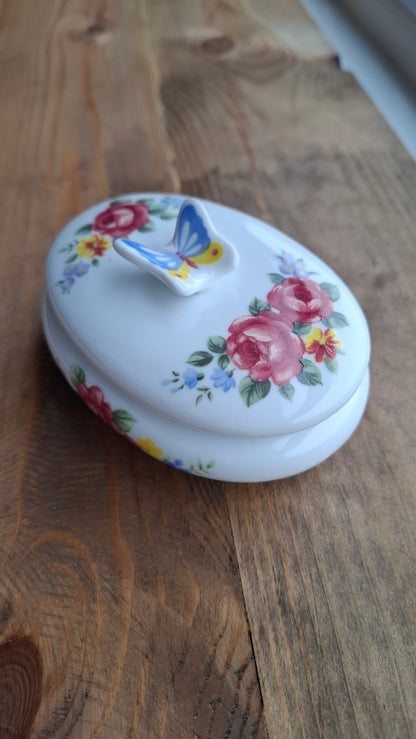 'Bitch' Upcycled Butterfly Floral Trinket Pot