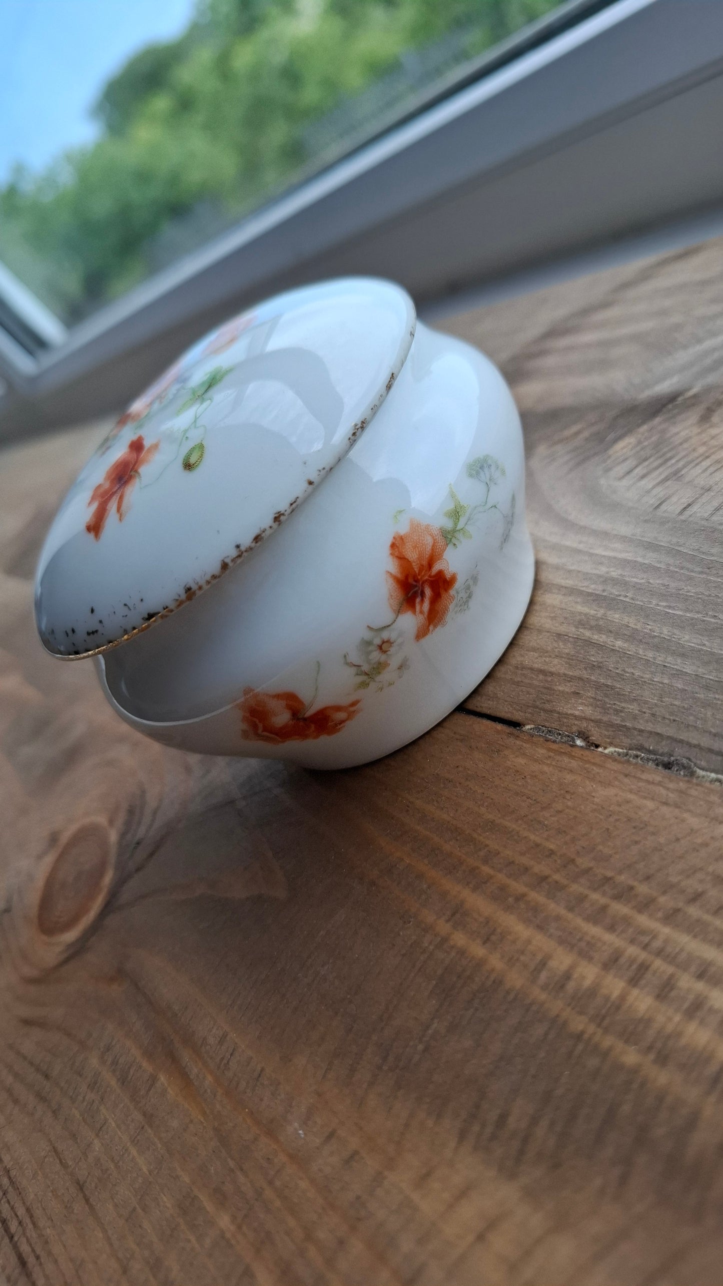 'Twat Flaps' Upcycled White Floral Trinket Pot