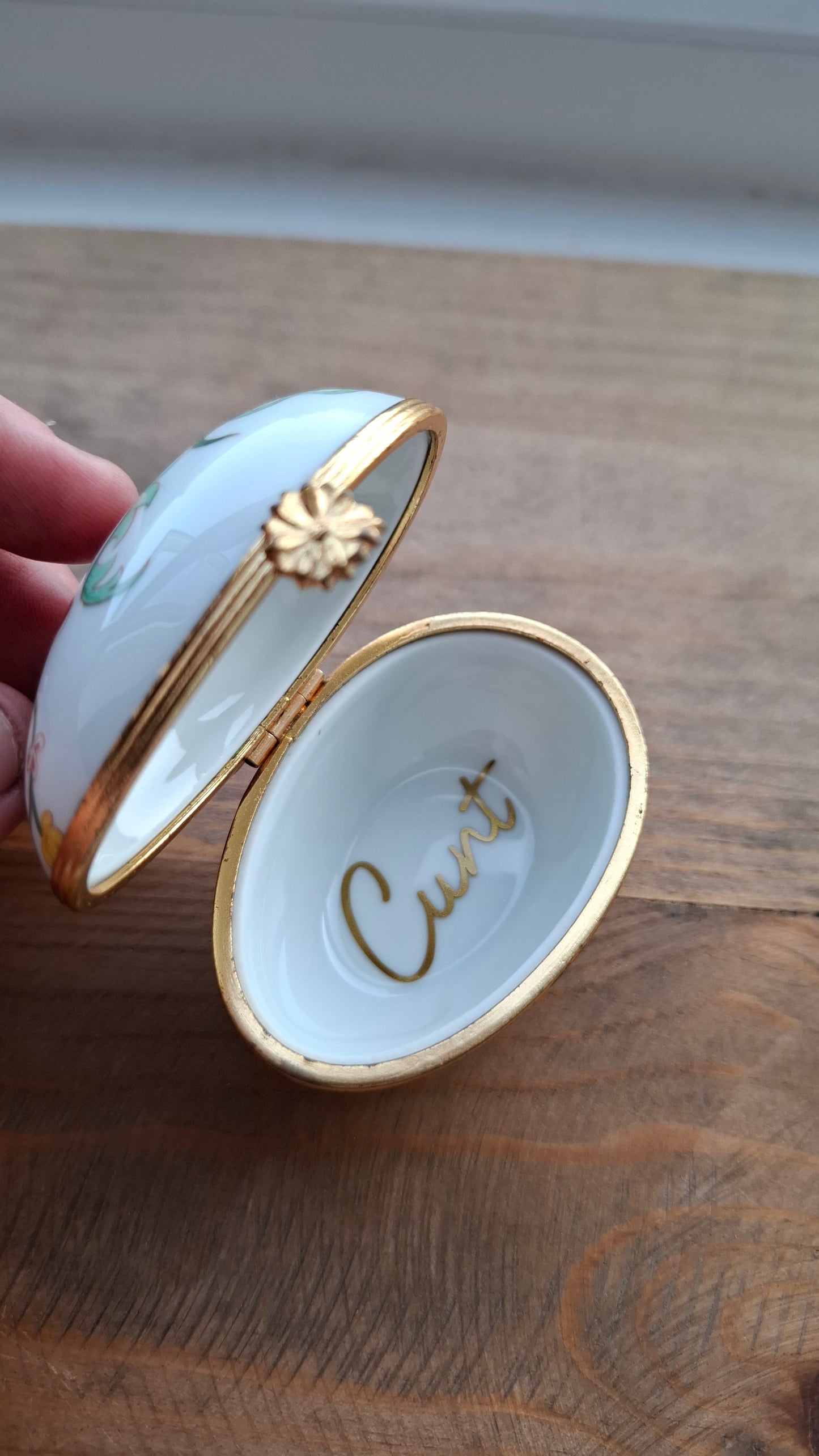 'Cunt' Upcycled Small Egg Shaped Trinket Pot