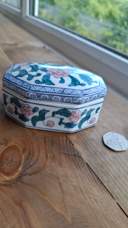 'Queen Cunt' Upcycled Blue/White/Pink Trinket Pot