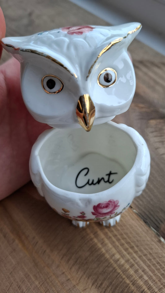 'Cunt' Upcycled Pretty Owl Trinket Pot
