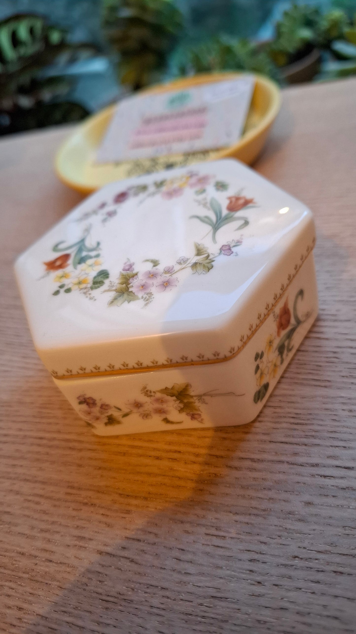 'Rude Ghost' Upcycled Hexagon Floral Trinket Pot