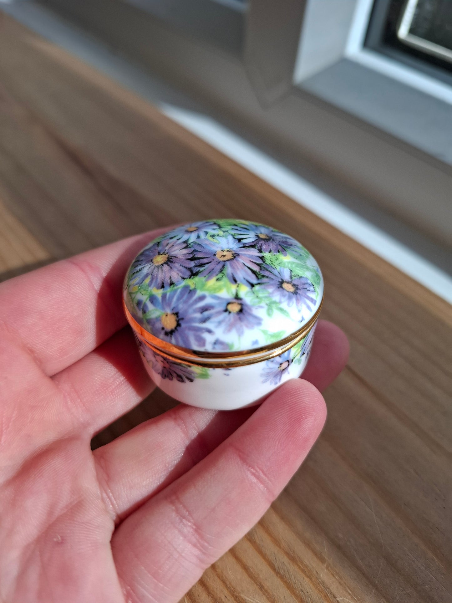 'Cunt' Upcycled Little Purple Floral Round Trinket Pot