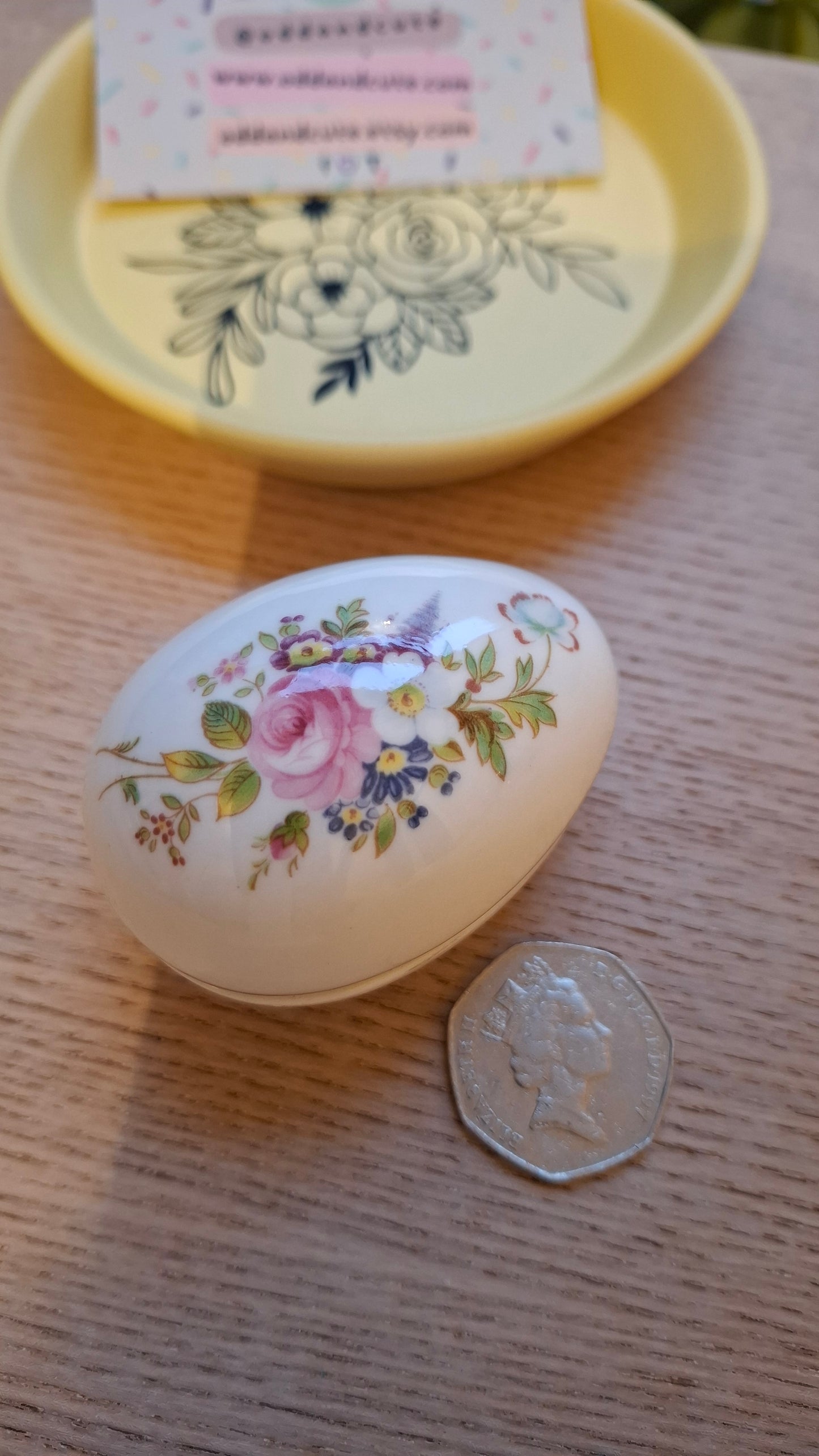 'Cunt' Upcycled Small Pretty Floral Egg Shaped Trinket Pot