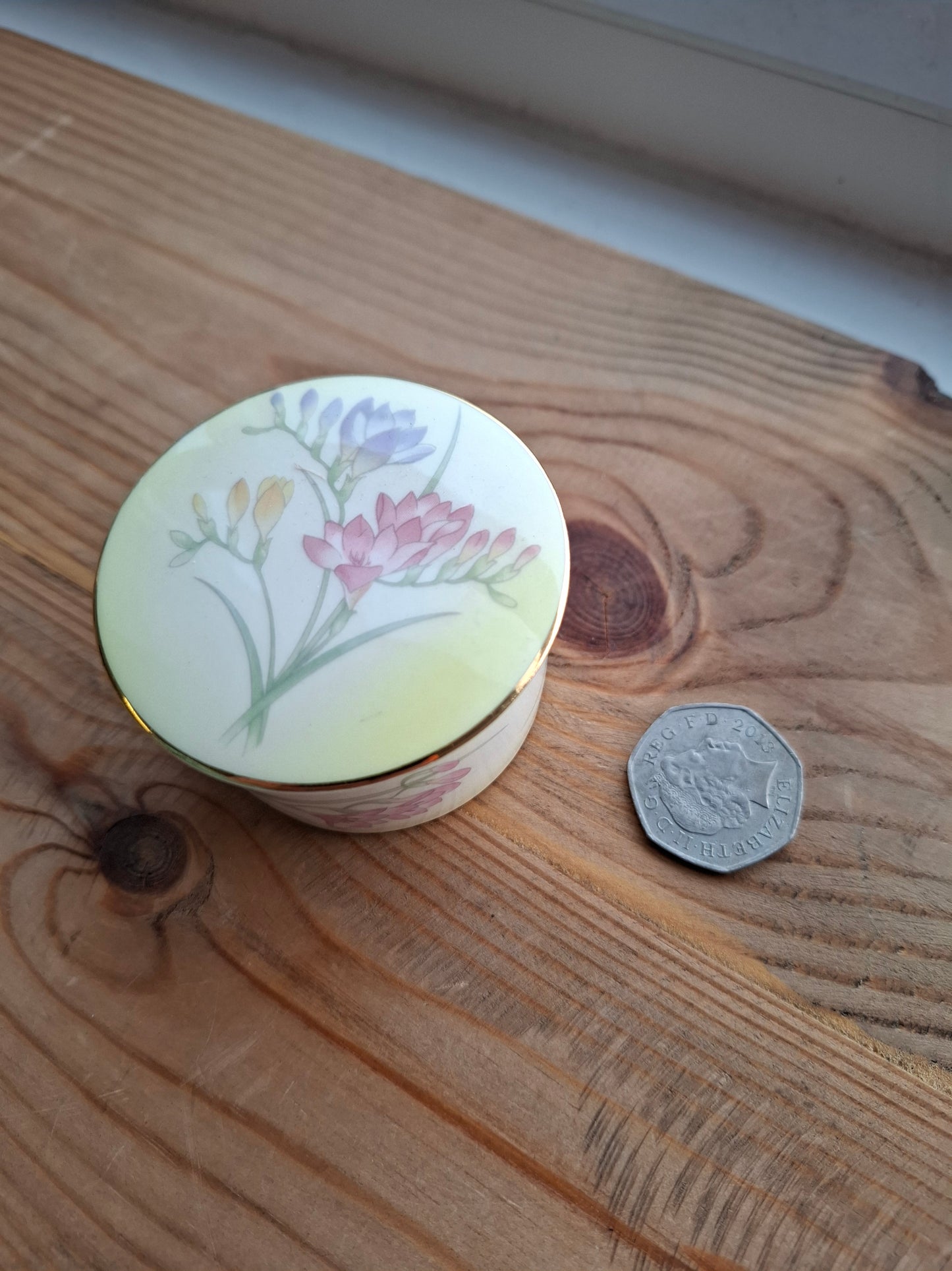 'Bitch' Upcycled Yellow Floral Trinket Pot