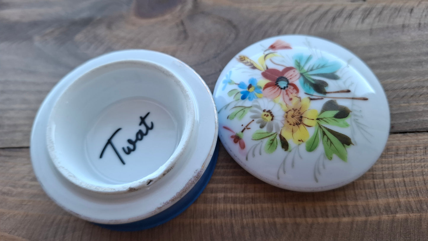 'Twat' Upcycled Blue Floral Trinket Pot (DISCOUNTED)