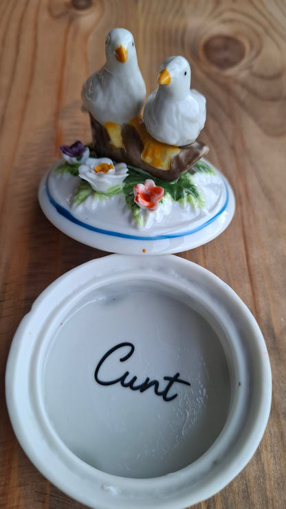 'Cunt' Upcycled Handpainted Birdy Trinket Pot