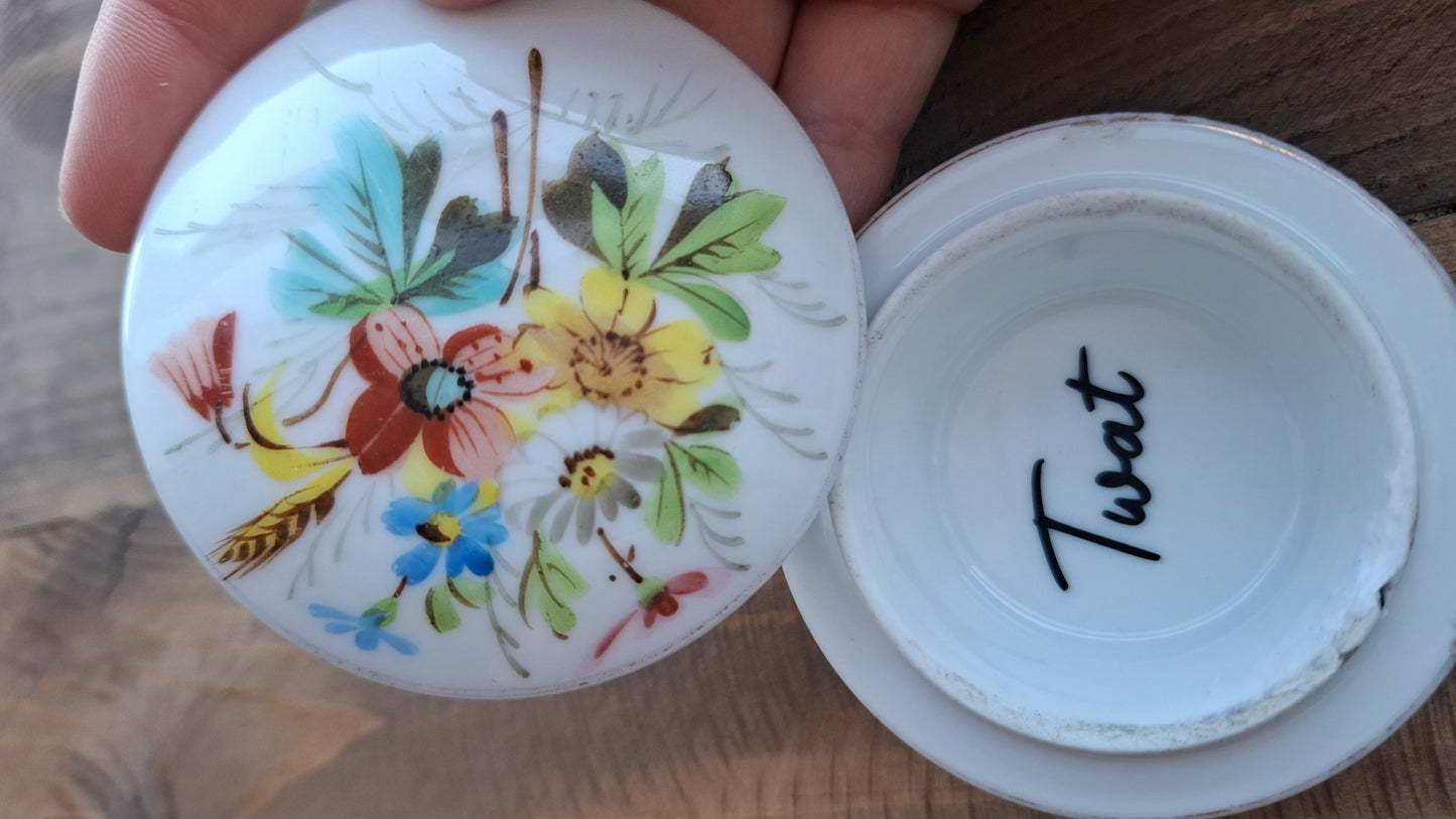 'Twat' Upcycled Blue Floral Trinket Pot (DISCOUNTED)