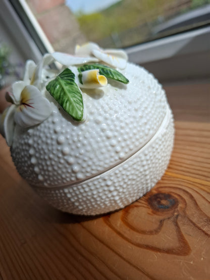 'Bitch' Upcycled Large White 3D Flowers Trinket Pot