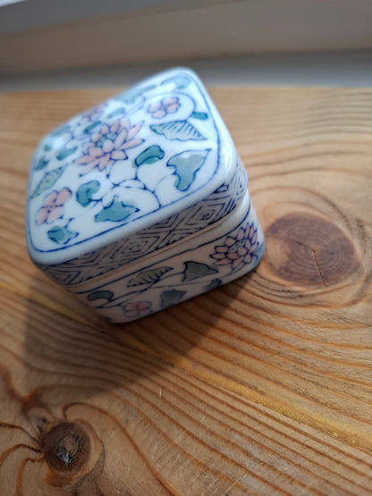 'Ball Bag' Upcycled Square Floral Trinket Pot