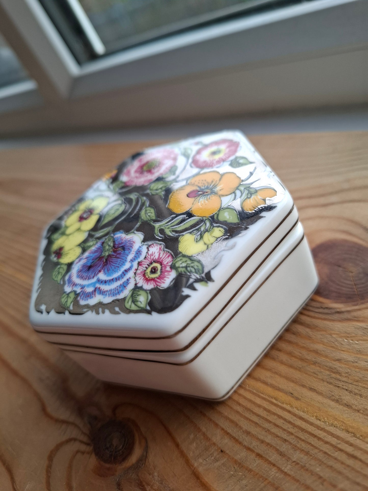 'Sugar Tits' Upcycled Shiny Floral Trinket Pot
