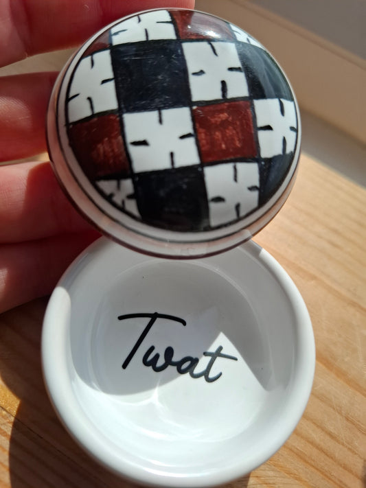 'Twat' Upcycled Checkered Trinket Pot