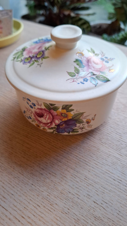 'Beef Curtains' Upcycled Large Pretty Floral Trinket Pot