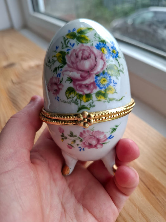 'Cunt' Upcycled Floral Pink Fancy Egg Trinket Pot With Legs (DISCOUNTED)