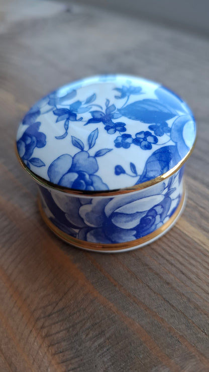 'Bum Hole' Upcycled Blue And White Pattern Trinket Pot